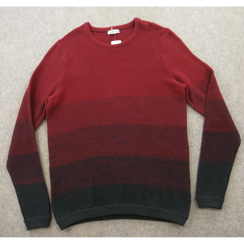 The Rail Sweater Mens 2XL XXL Red Black Knit Pullover Crew Neck Heavyweight New